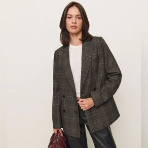 Reformation Grey Winston Plaid Women's Blazer